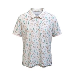 Lands' End Polo Shirt Top Women's XL Tennis Racquetball Pickleball Print Sporty